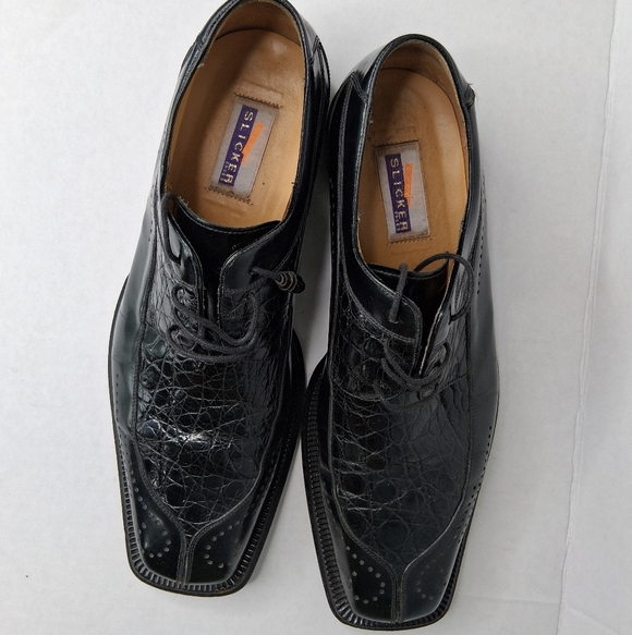 City Slicker Shoes Genuine Crocodile Leather Dress Shoe Mens Size 10.5 Black main image 9